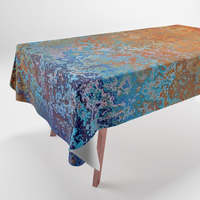 Vintage Rust, Terracotta and Blue Tablecloth