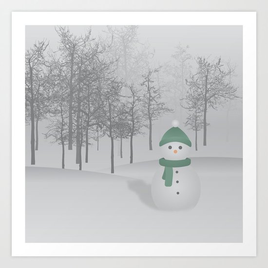 Christmas Snowman Art Print