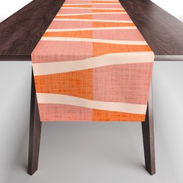 Retro Tiki Pin Stripes 327 Populuxe Orange Pink and Beige Table Runner