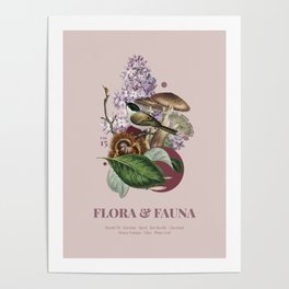 Flora and Fauna with Marsh Tit Poster