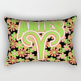 Vintage 60's 70's Retro Aries-hippy vibes zodiac sign- astrology-groovy zodiac signs Rectangular Pillow