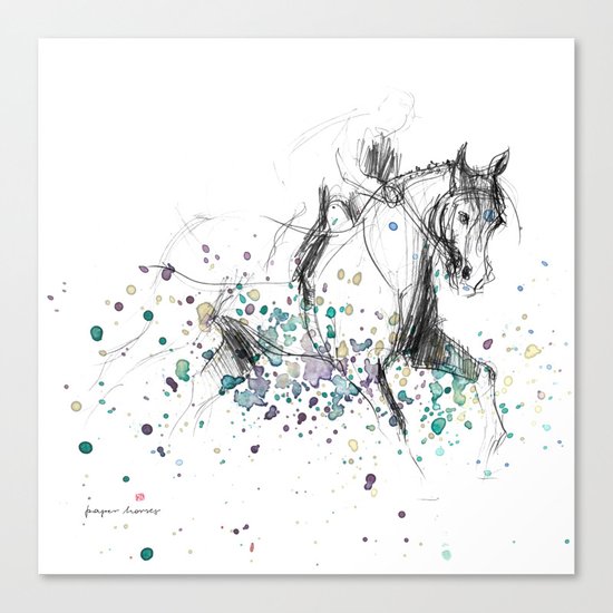 Horse (Rainy canter) Canvas Print