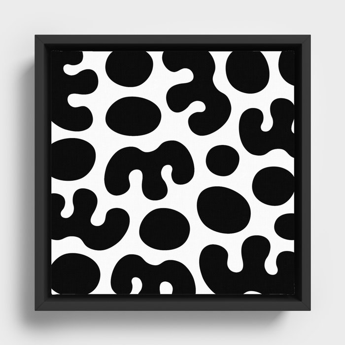 Organic Abstraction 822 Black and White Framed Canvas