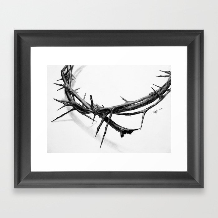 Crown of Thorns (Pencil Drawing) Framed Art Print