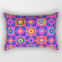 GEOMETRIC CIRCLE CHECKERBOARD TILES in GLAM 70s DISCO REVIVAL RAINBOW COLOURS PINK PURPLE RED ORANGE Rectangular Pillow