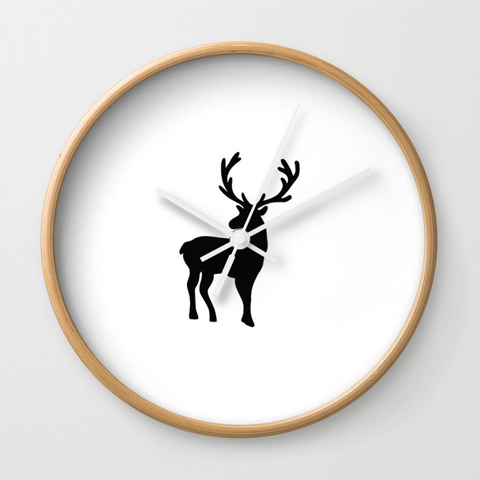 Black and white nordic deer Wall Clock