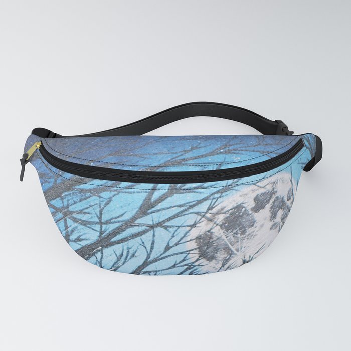 Full Moon and Trees - Original Abstract Painting Fanny Pack