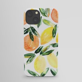 Sicilian orchard: lemons and oranges in watercolor, summer citrus iPhone Case