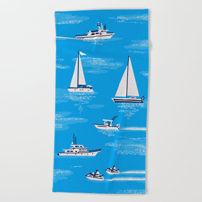 Boats Out to Sea Beach Towel