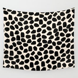 Ink Spot Pattern Black and Almond Cream Wall Tapestry