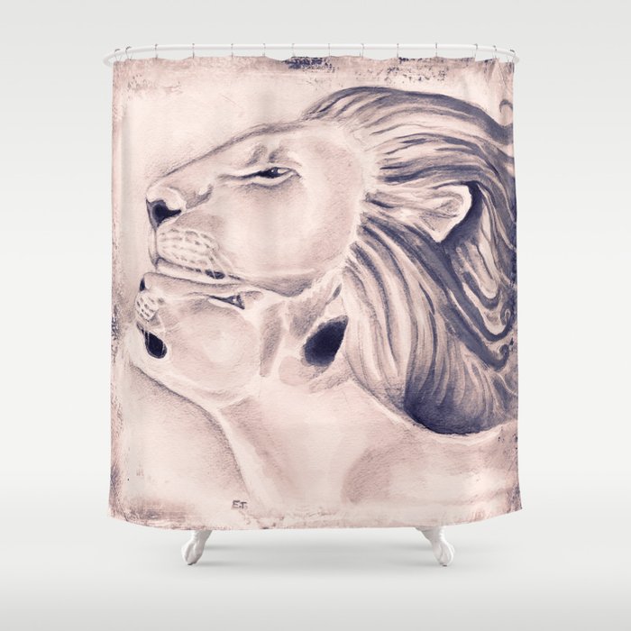 Two Lions Vintage Style Shower Curtain