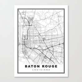 Baton Rouge Map Canvas Print