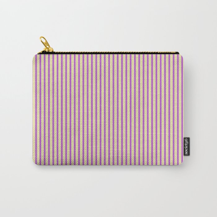 Orchid and Pale Goldenrod Colored Lined Pattern Carry-All Pouch