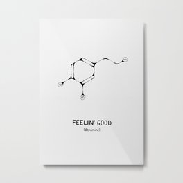 Dopamine Molecule - Feelin' Good - Black Ink Metal Print