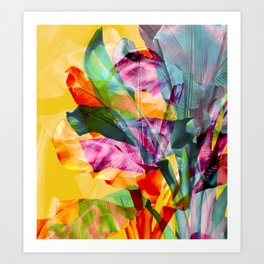 Big Colorful Banana Leaves Abstract Art Art Print