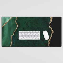 Emerald & Gold Agate Texture 04 Desk Mat