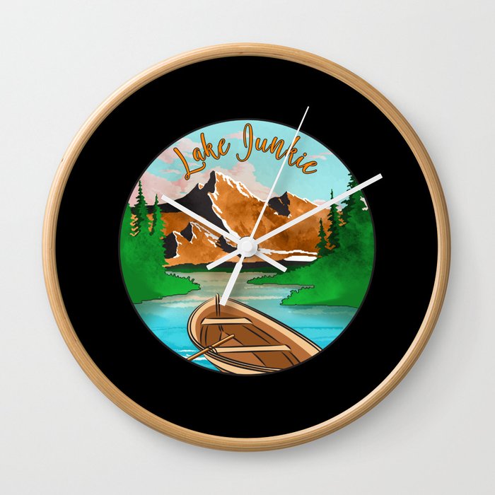 Lake Junkies Canoe Graphic Design Wall Clock