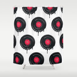 Pattern with melted vinyl records with drops Shower Curtain