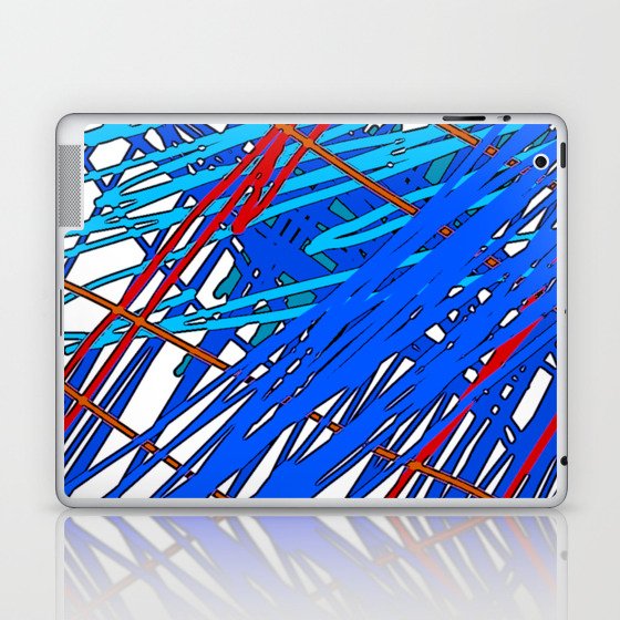 Abstract Art Blue Orange And Red Lines Modern Laptop Ipad Skin By Hypedesigns