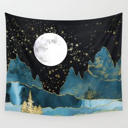 Blue Mountain Gold Wall Tapestry