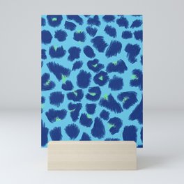 Leopard Print Blue Mini Art Print