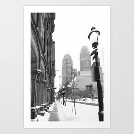 Toronto streets in winter - Black and white city photography Art Print