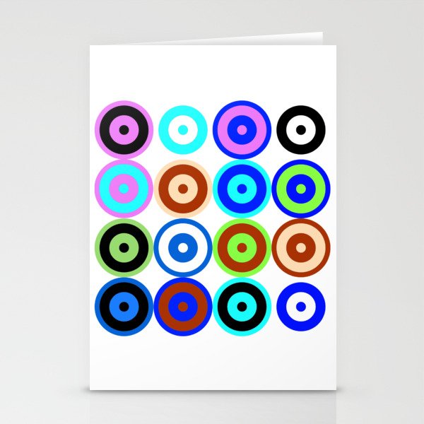 12 Grid Multi-Color Mod Roundels Stationery Cards