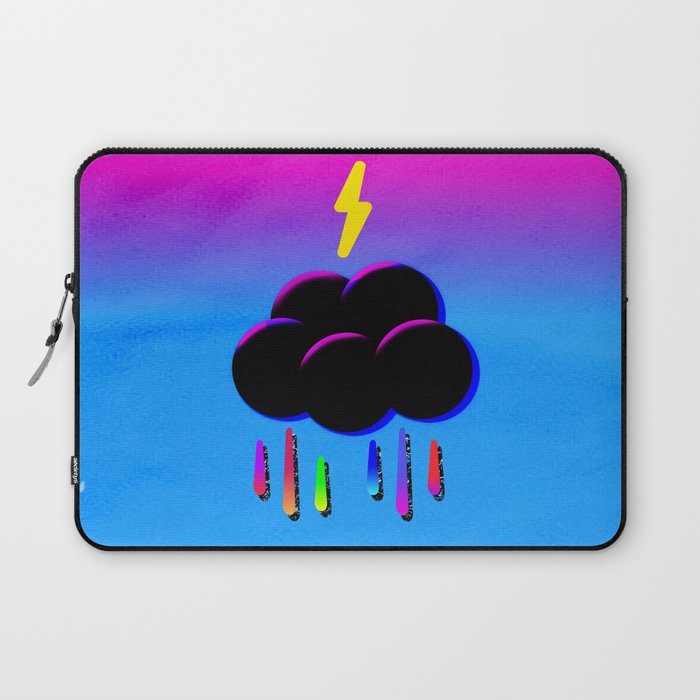 rainbow raindrops black rainbow cloud Laptop Sleeve
