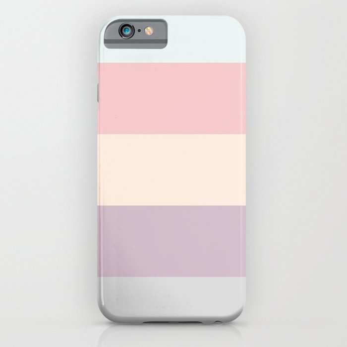 easter spring pastel color eggshell blue dusty rose blush pink stripe iPhone Case
