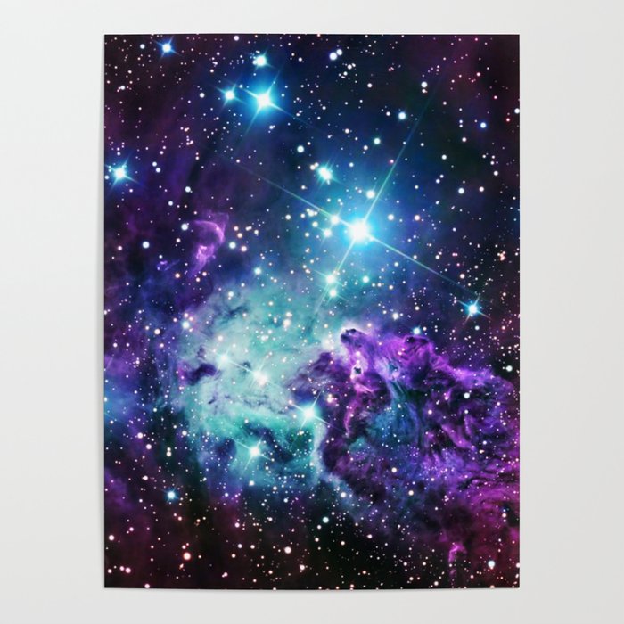 Amazing Purple Nebula Poster Size A4 A3 Stary Outer Space Poster Gift #8923 