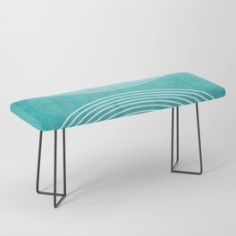 Teal Sanctuary Shapes Abstract Painting Bench