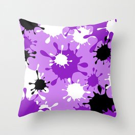Paint Splatter-Purple+Black Throw Pillow