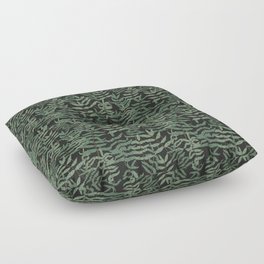 Ash - Green ash leaves on a black background Floor Pillow