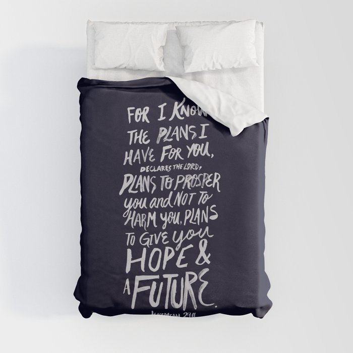 Jeremiah 29: 11 x Navy Duvet Cover