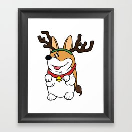 Corgi Reindeer Framed Art Print