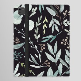 Black Eucalyptus Leaves Pattern iPad Folio Case