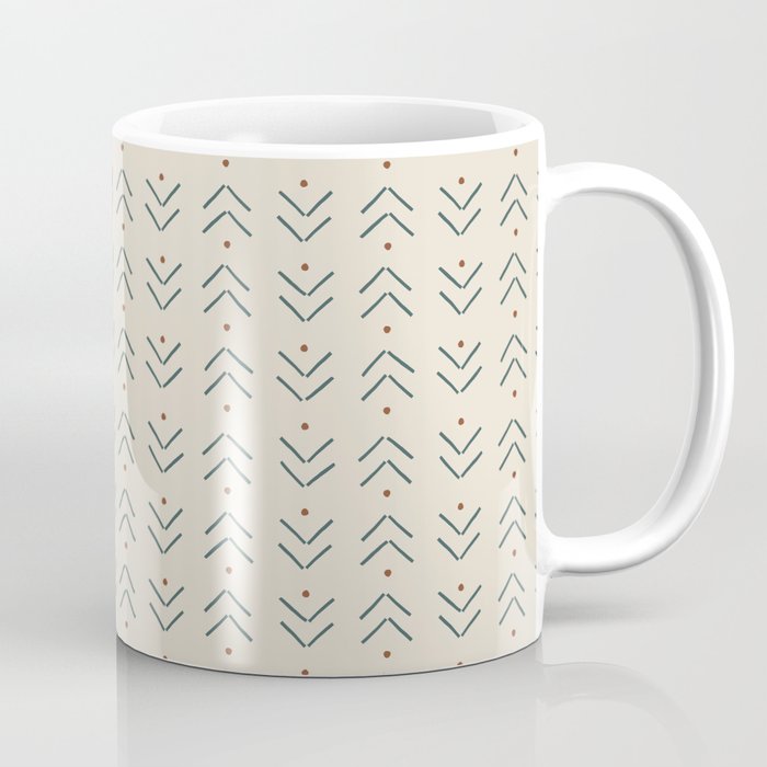 Arrow Lines Geometric Pattern 34 in Brown Beige Green Coffee Mug
