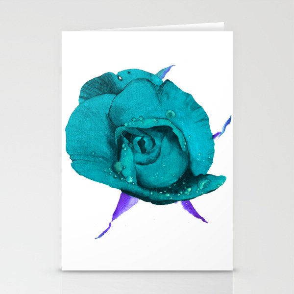 turquoise rose Stationery Cards