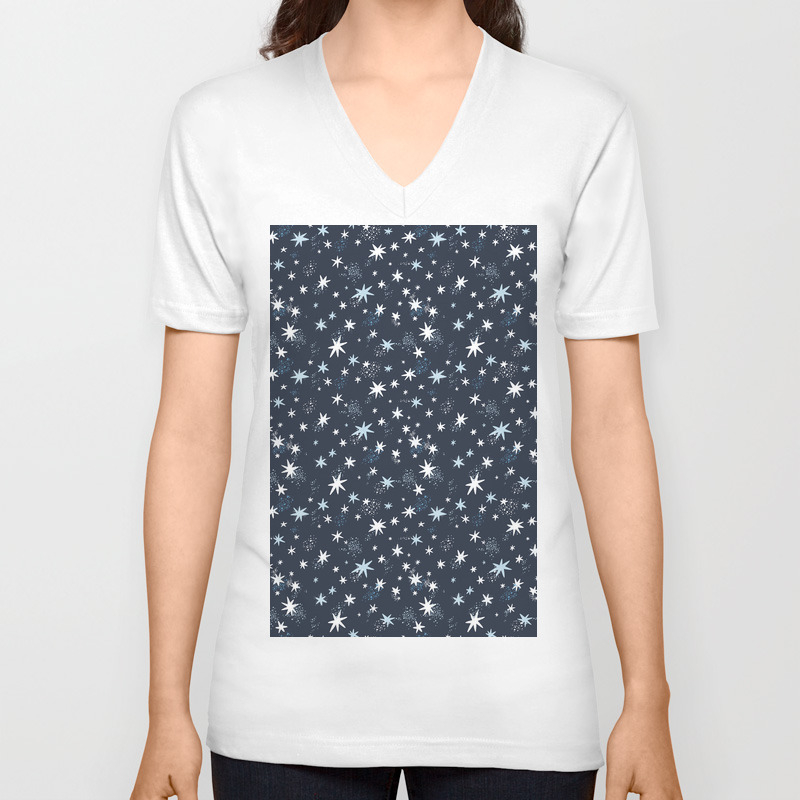 Starry Night Unicorns Patterns Unisex V-Neck T-shirt by creativebabies