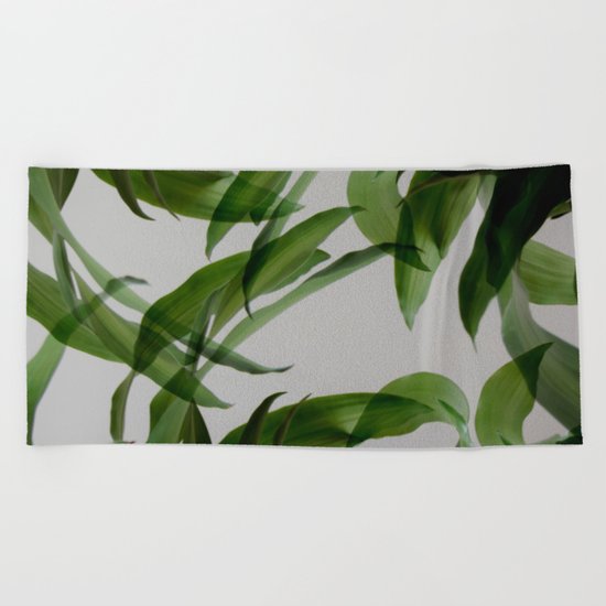 Tropical leaves Beach Towel