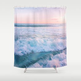 Blue Aesthetic Ocean Waves Shower Curtain