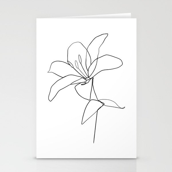 One line Lily flower print Stationery Cards
