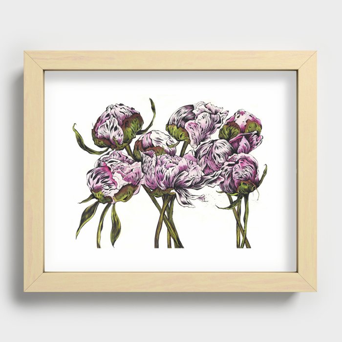 Peony Bouquet Recessed Framed Print