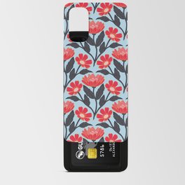 Wildflower bouquet floral pattern in red, light blue, and gray Android Card Case