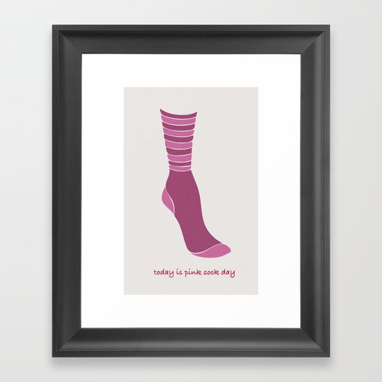 Today Is Pink Sock Day Framed Art Print