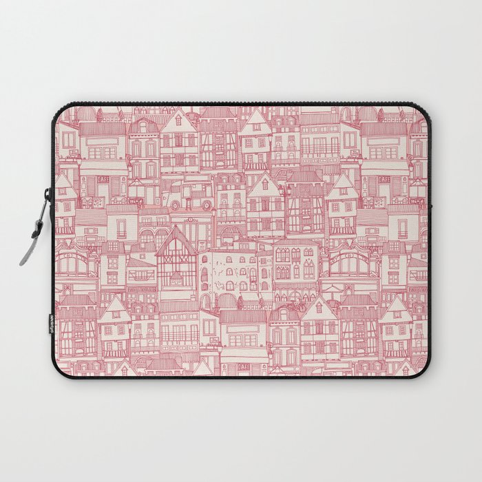 cafe buildings pink Laptop Sleeve