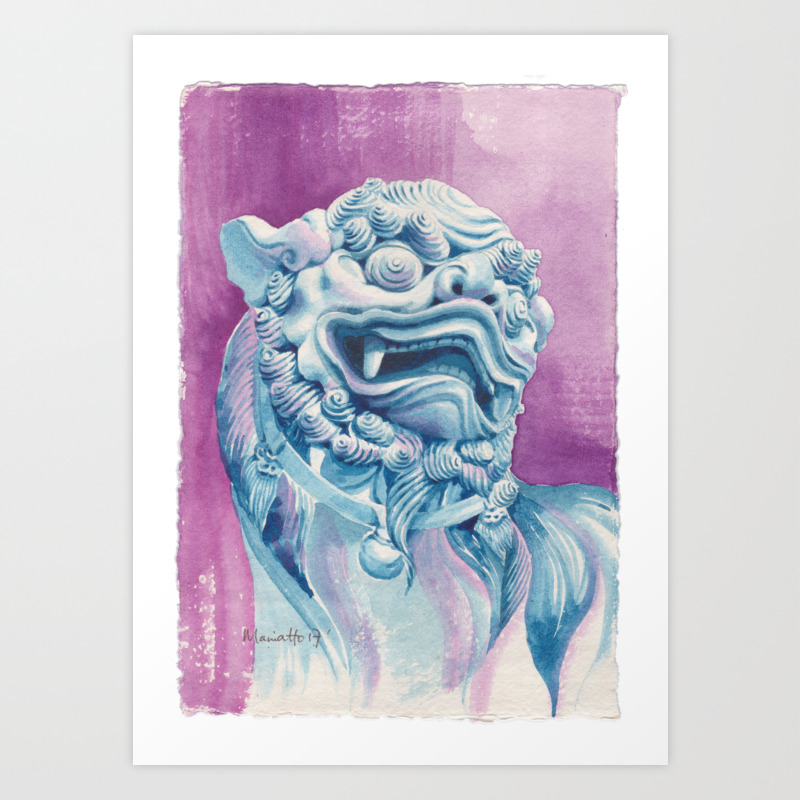 Chinese Aspicious Beast Guardian Lion Art Print By Mariahlc Society6