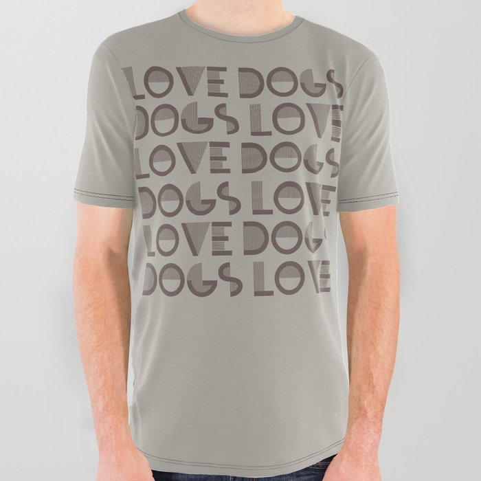 Love Dogs - Pussywillow gray neutral colors modern abstract illustration  All Over Graphic Tee