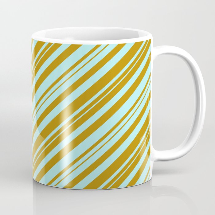 Dark Goldenrod & Turquoise Colored Lines/Stripes Pattern Coffee Mug
