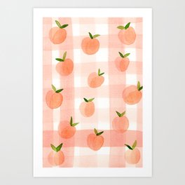 Peach Gingham Art Print